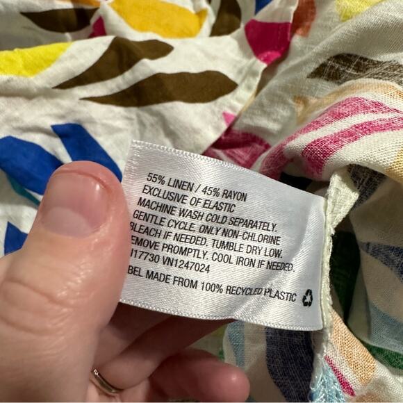 Tabitha Brown for Target Linen Blend Botanical Puff Sleeve Mini Dress Sz XS - Picture 8 of 13